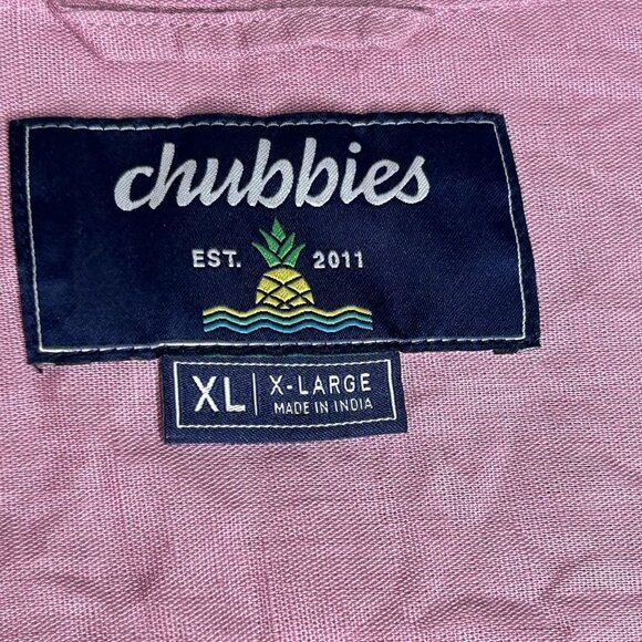 Chubbies Shirt Mens Extra Large Linen Blend Loop Collar Lavender Beach Camp XL - Picture 4 of 10